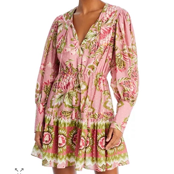 FARM Rio Aura Peasant Dress. Pink floral size medium. Size Medium - Picture 3 of 16